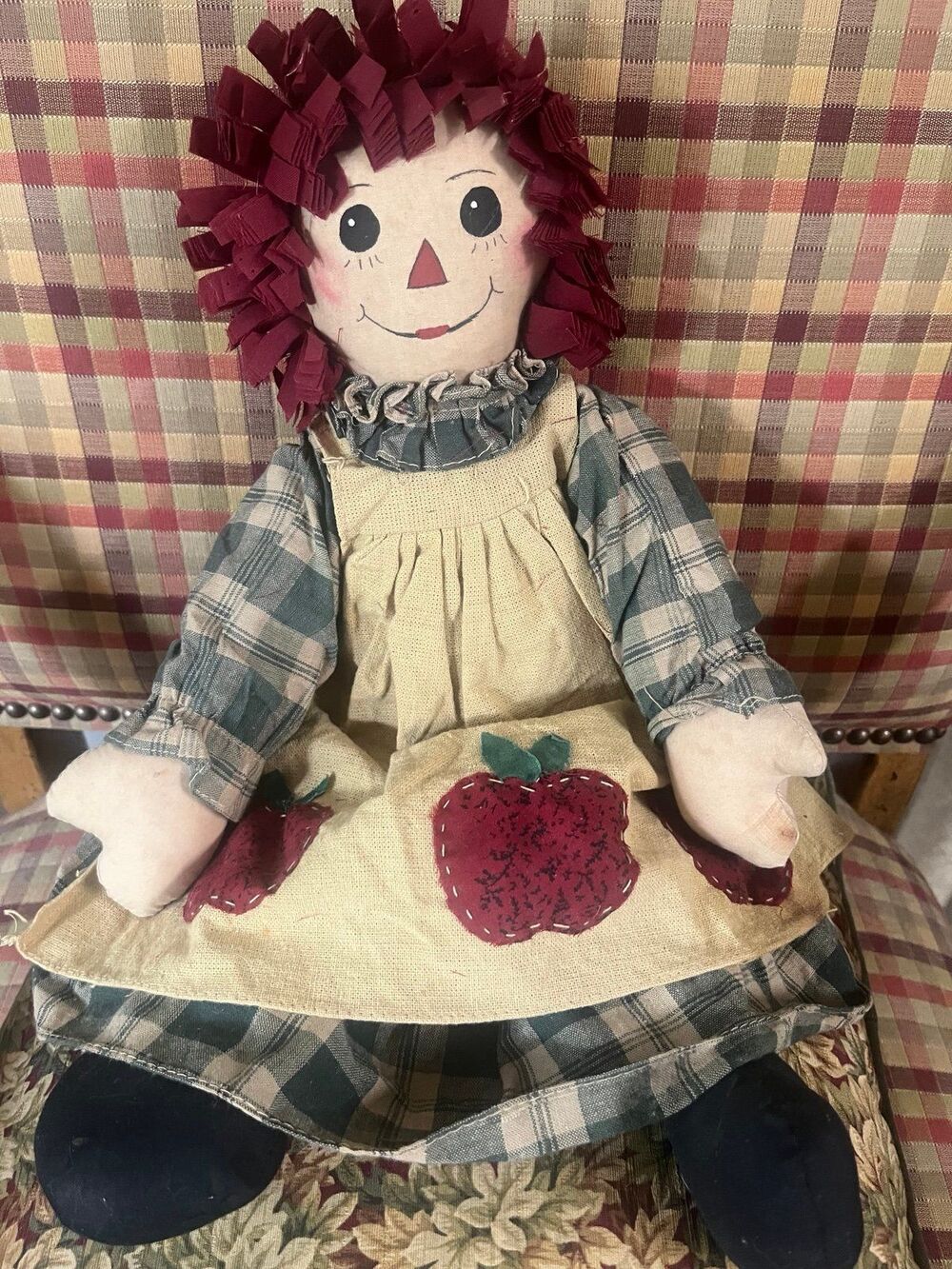 Vintage Country Raggedy Ann Doll “Gertie” with Apple Dress